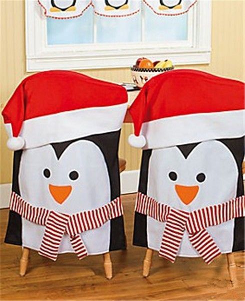 Idées Couvres chaises pingouins de Noël 
