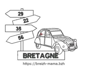 Motif broderie 2CV Panneaux Bretagne