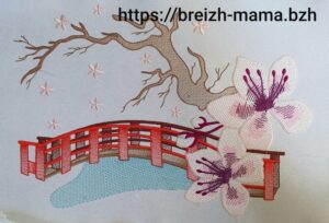 Motif brodeie cerisier japonais