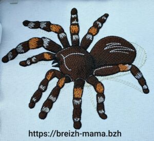 Motif broderie araignée migale 3D