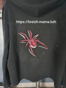 Motif broderie araignée veuve noire 3D