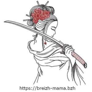 Motif broderie femme katana